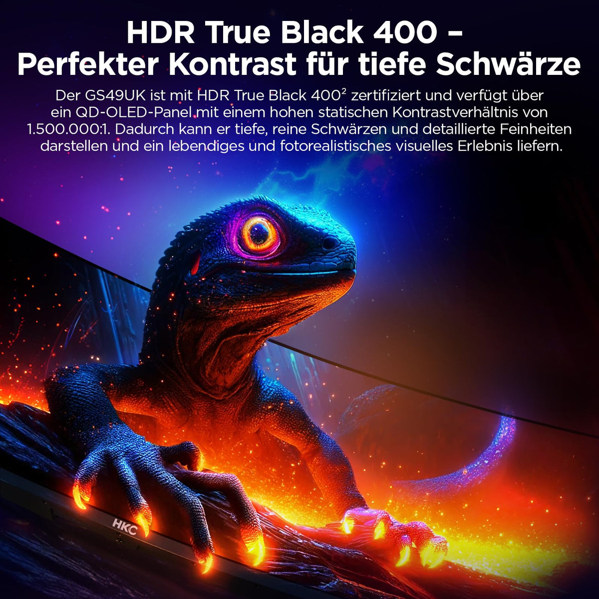 Ecran 49 HKC GS49UK gaming 5120x1440 OLED 32:9 240Hz 1500000:1 0.03ms 250cd/m
