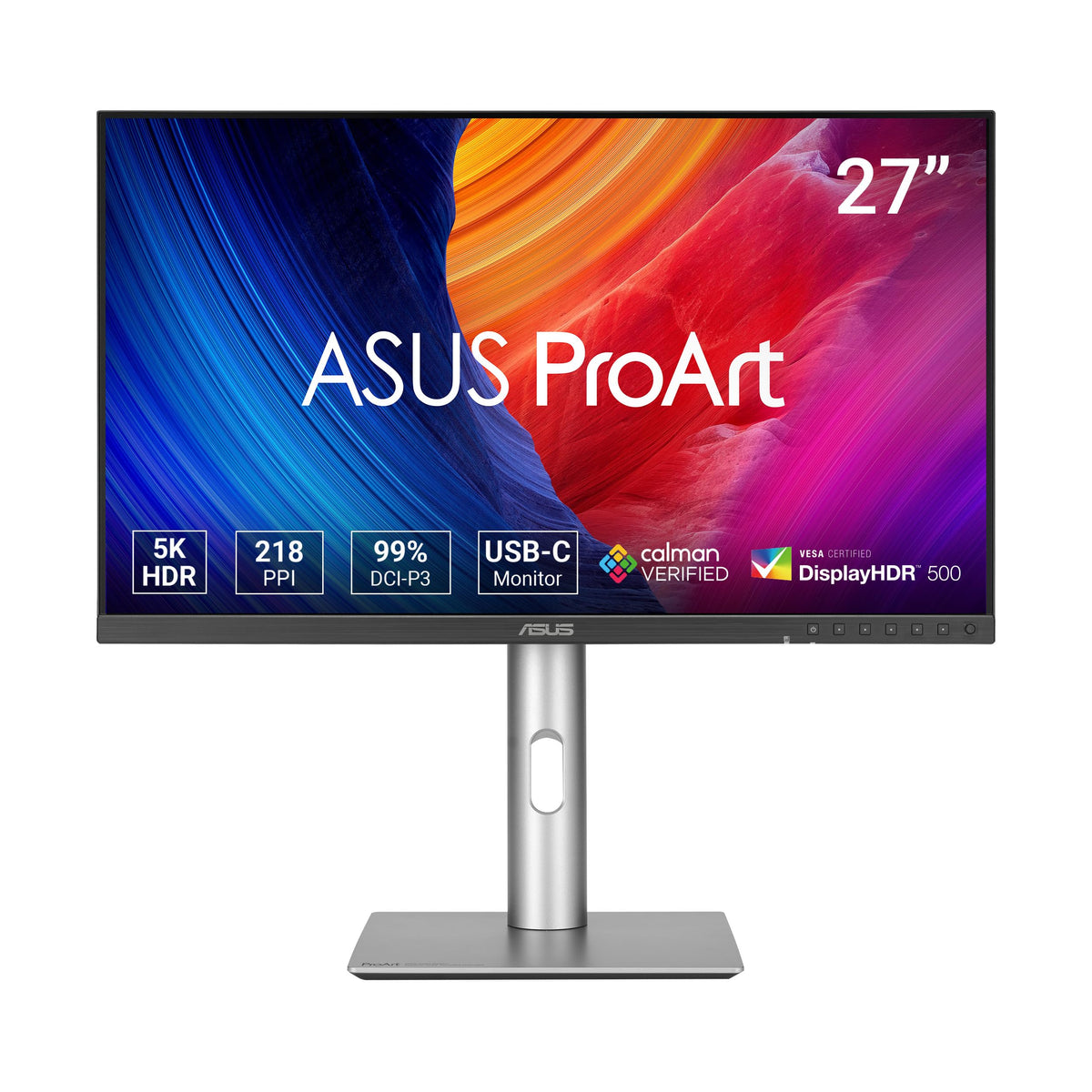 ASUS PA27JCV 27p IPS WLED 5K 16:9 400cd/m2 5ms HDMI DP USB Type-C USB hub: 3xUSB 3.2 G2 Type-A + USB 3.2 G2 Type-C Black + Silver