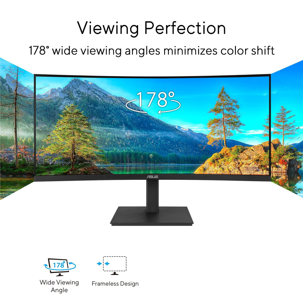ASUS VA34VCPSR 34p VA WLED Curved 1500R UWQHD 21:9 100Hz 300cd/m2 4ms HDMI DP USB-C USB hub 3xUSB 3.2 G1 Type-A RJ45 Black