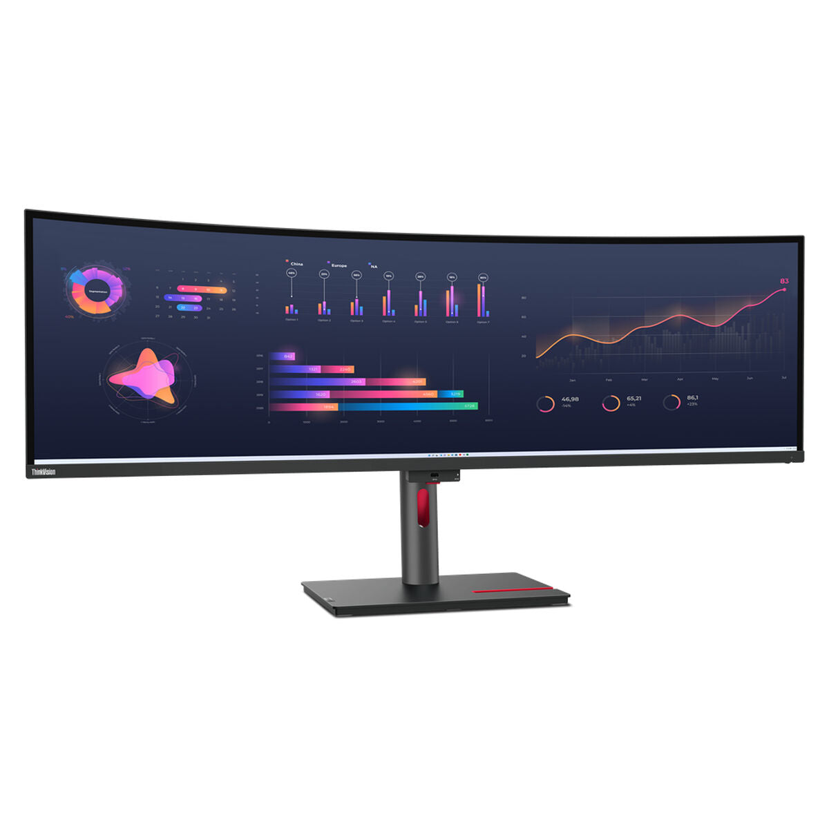 LENOVO ThinkVision P49w-30 LED Écran curved 49p 5120x1440 UltraWide Dual QHD IPS HDR TB4 USB-C Dock 100W 2xHDMI DP 4xUSB RJ45 S