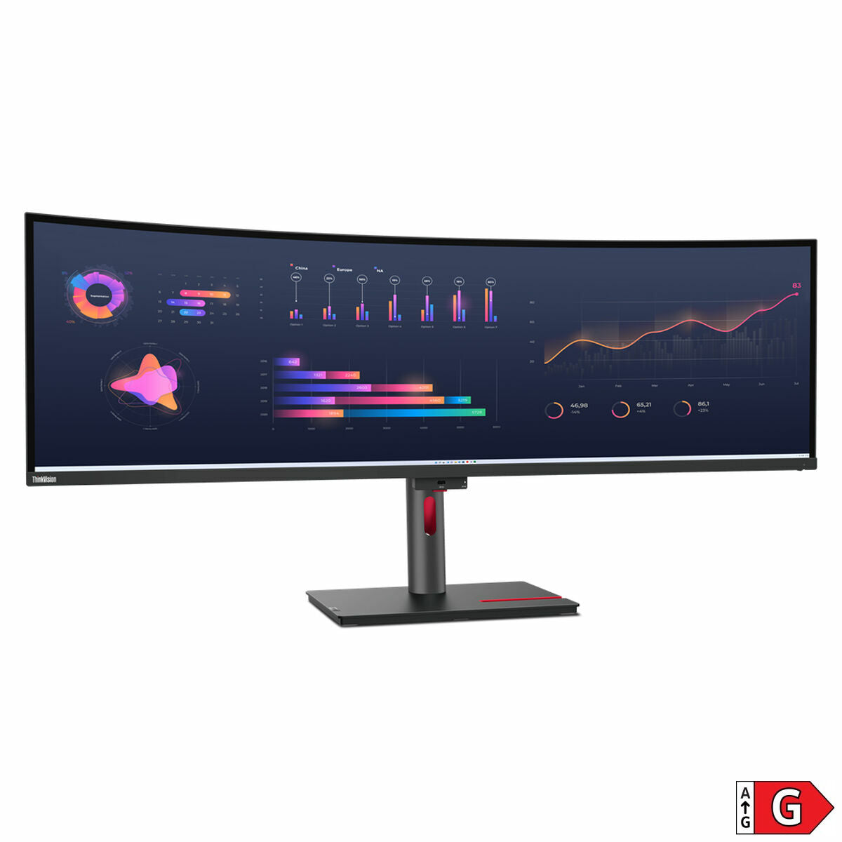 LENOVO ThinkVision P49w-30 LED Écran curved 49p 5120x1440 UltraWide Dual QHD IPS HDR TB4 USB-C Dock 100W 2xHDMI DP 4xUSB RJ45 S