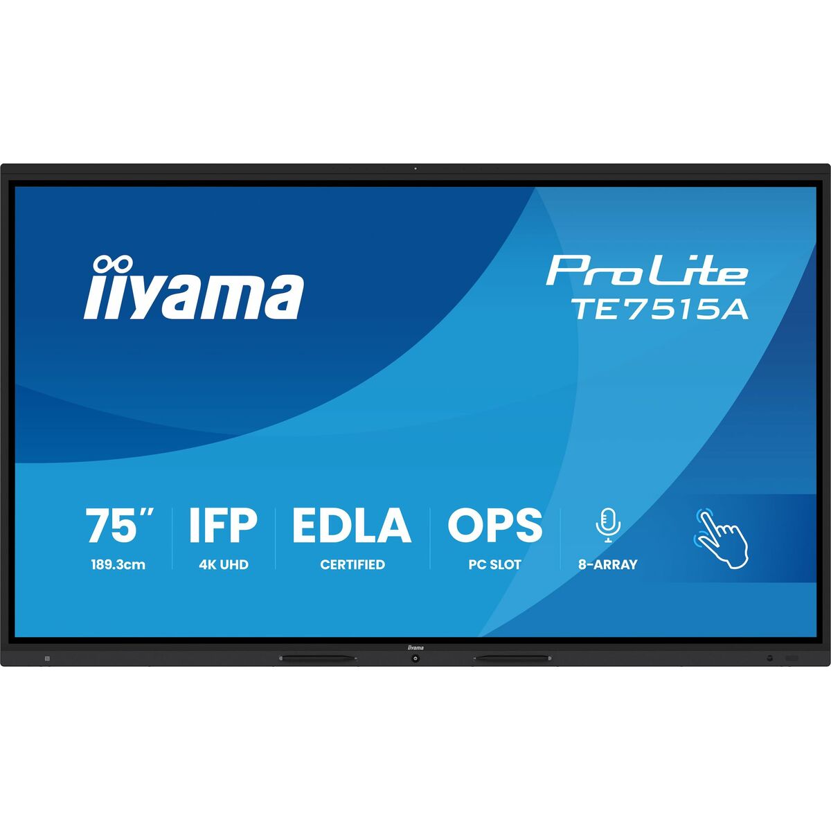 iiyama TE7515A-B1AG 75 pouces IFP élégant iiWare21E 3840x2160 UHD IPS Android 14 16/128 Go 2xHDMI DP 2xUSB-C VESA 800x400