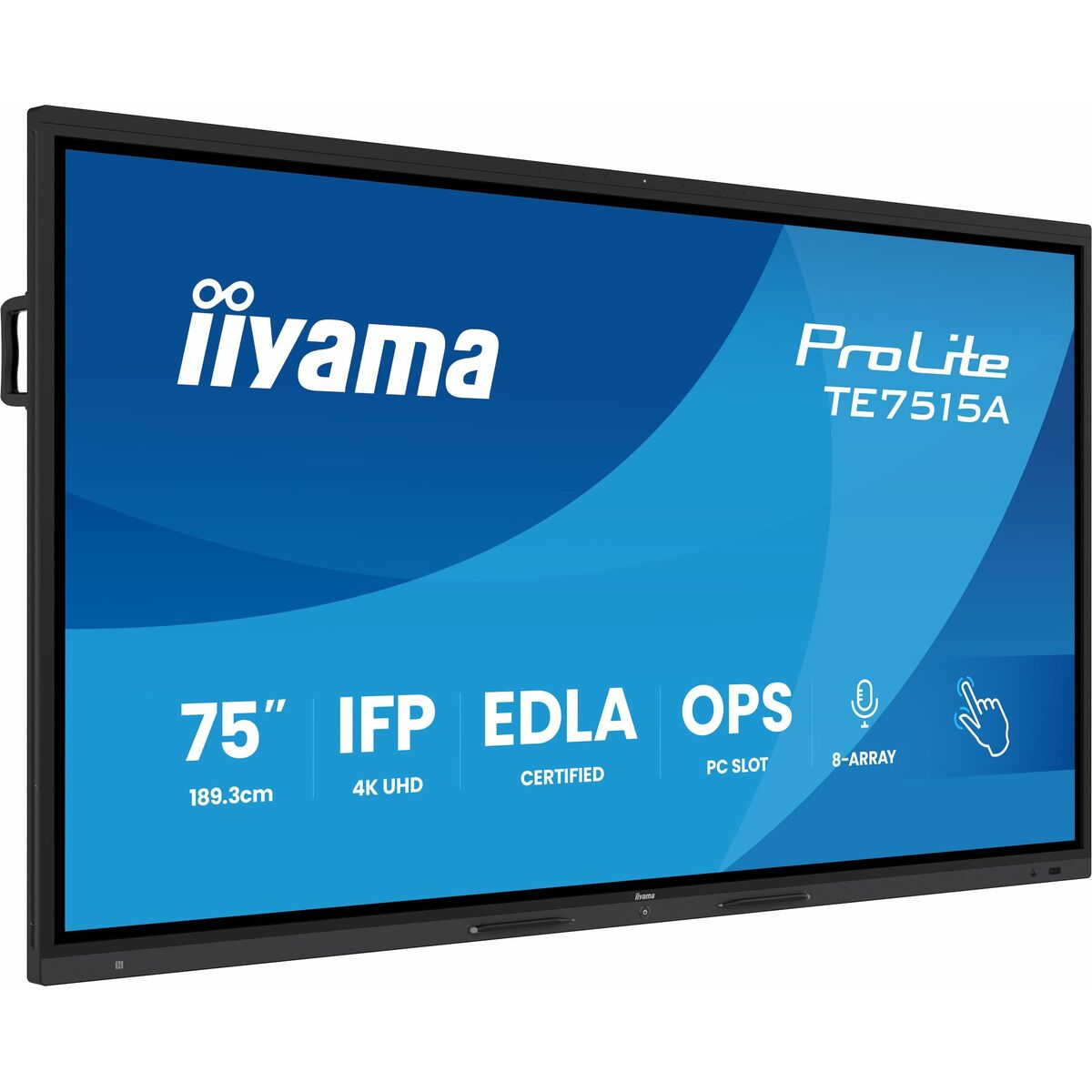 iiyama TE7515A-B1AG 75 pouces IFP élégant iiWare21E 3840x2160 UHD IPS Android 14 16/128 Go 2xHDMI DP 2xUSB-C VESA 800x400