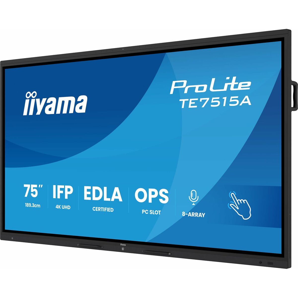 iiyama TE7515A-B1AG 75 pouces IFP élégant iiWare21E 3840x2160 UHD IPS Android 14 16/128 Go 2xHDMI DP 2xUSB-C VESA 800x400