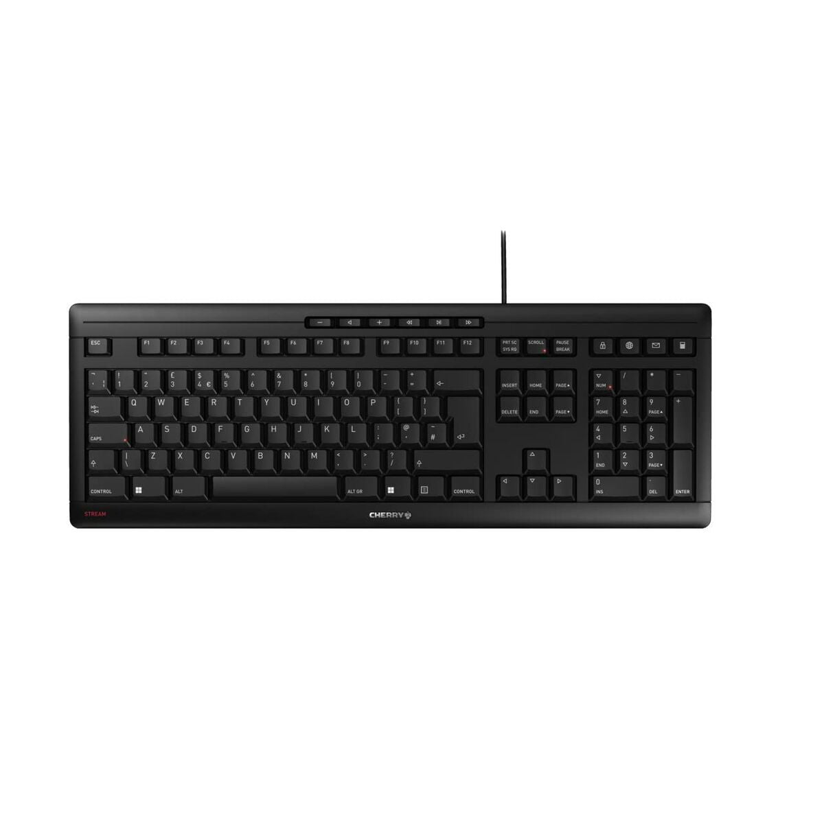 CHERRY Clavier STREAM KEYBOARD USB noir QWERTY (UK) - Déstockage - Neuf - Emballage d'origine légèrement endommagé