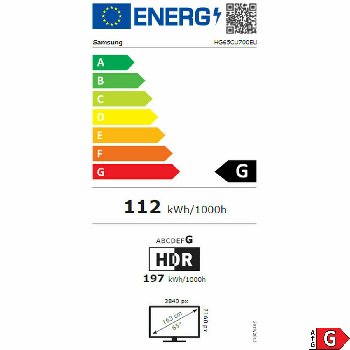 "Samsung HCU7000 165,1 cm (65"") 4K Ultra HD Noir 20 W"