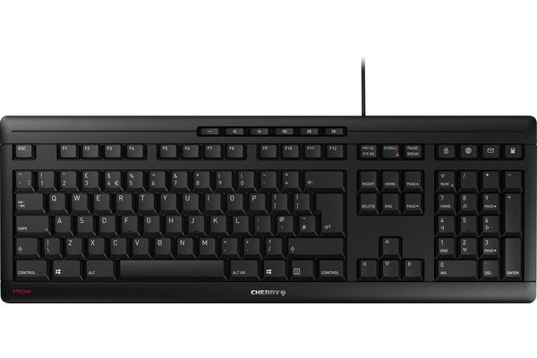 CHERRY Clavier STREAM KEYBOARD USB noir QWERTY (UK) - Déstockage - Neuf - Emballage d'origine légèrement endommagé