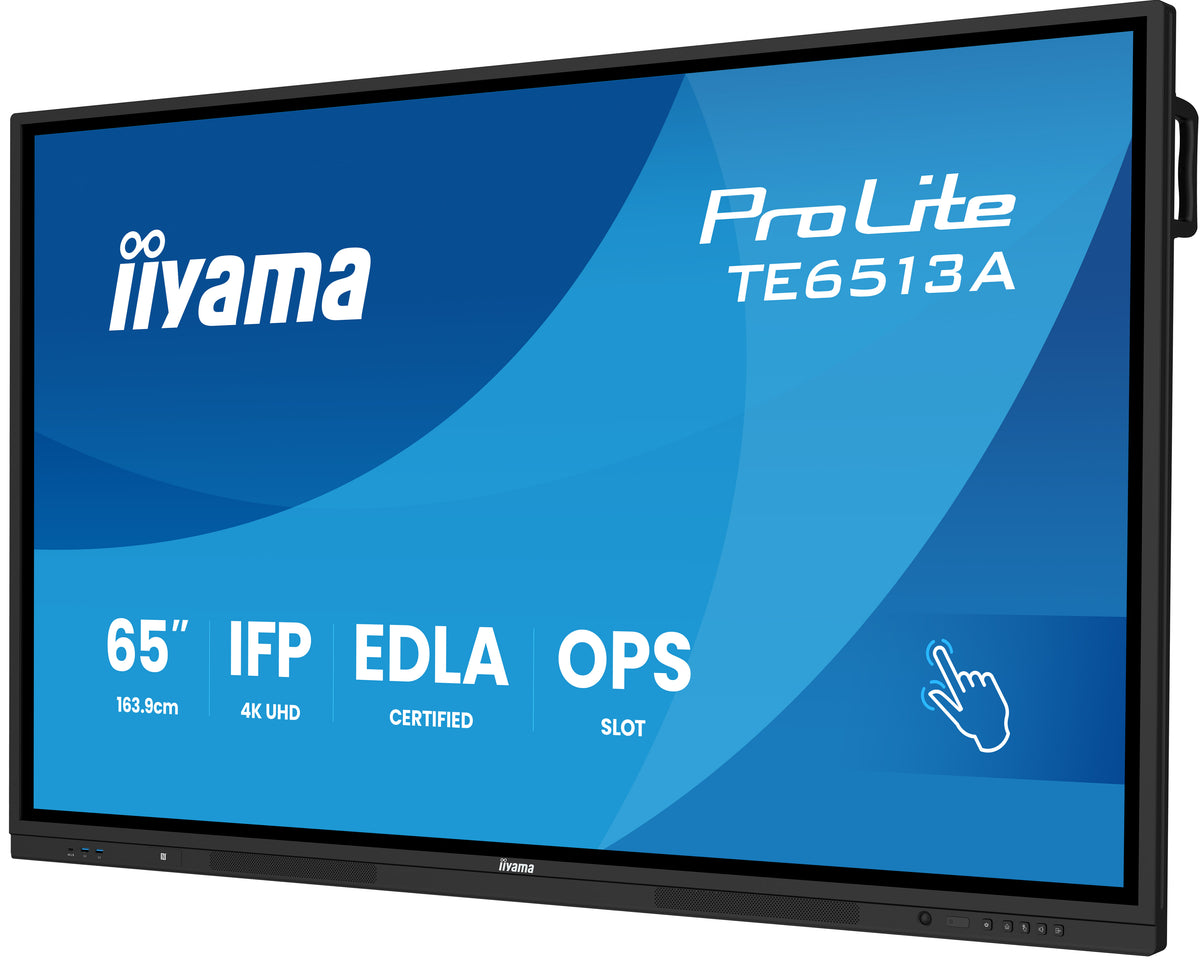 iiyama TE6513A-B1AG Panneau Plat Interactif IFP 65" IPS 4K IR 40 points 450cd Android 14 Google EDLA 2x20W WiFi VESA