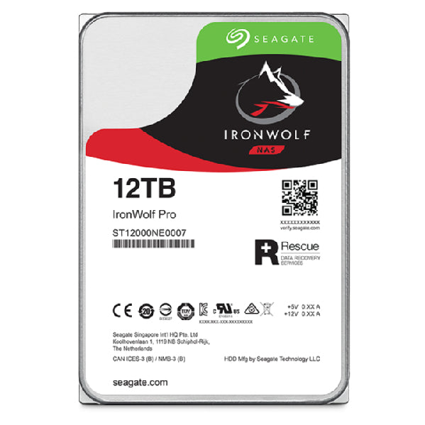 SEAGATE Ironwolf PRO Enterprise NAS HDD 12To 7200rpm 6Gb/s SATA 256Mo cache 8.9cm 3.5p 24x7 for NAS & RAID Rackmount Systeme BLK