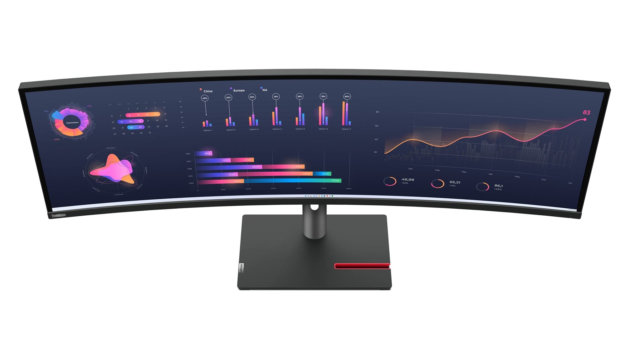 LENOVO ThinkVision P49w-30 LED Écran curved 49p 5120x1440 UltraWide Dual QHD IPS HDR TB4 USB-C Dock 100W 2xHDMI DP 4xUSB RJ45 S