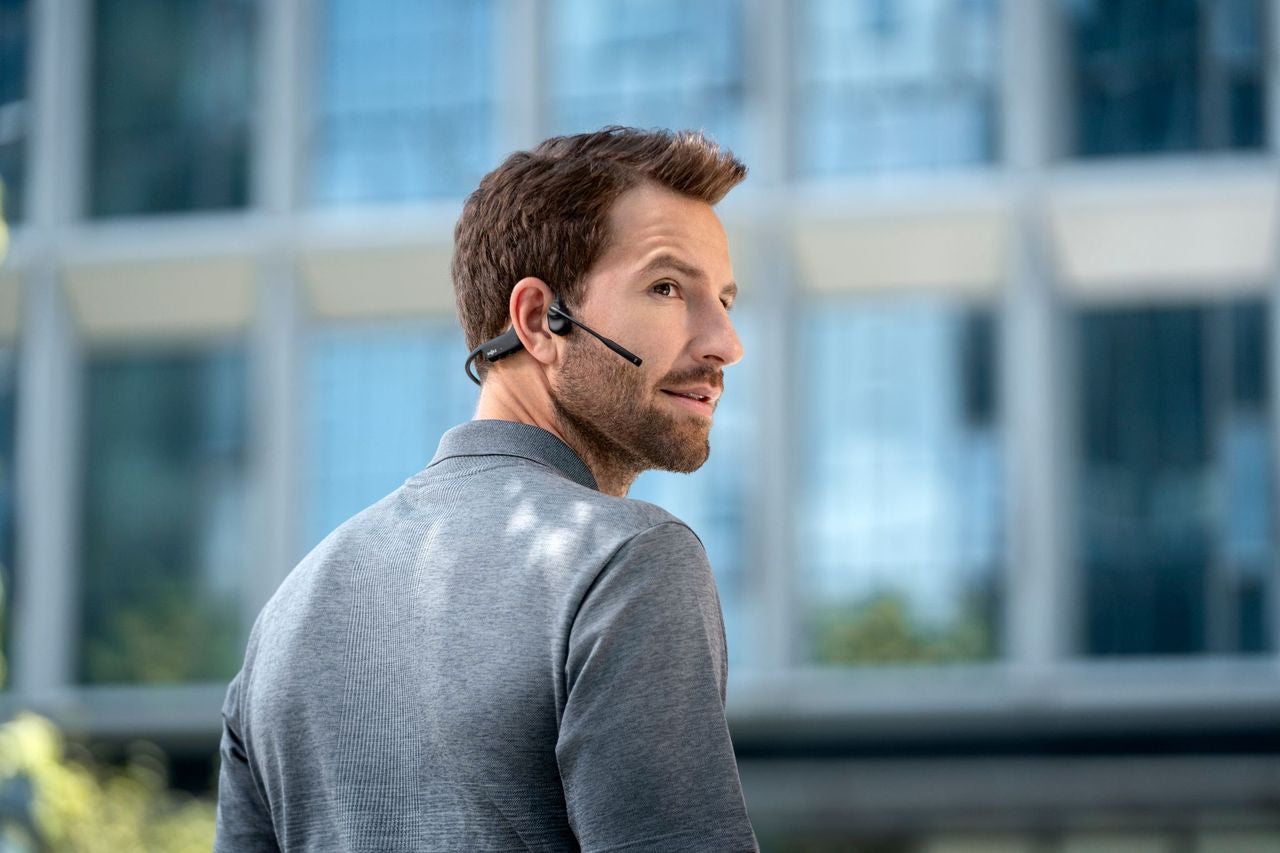 SHOKZ Casque sans-fil à conduction osseuse OpenComm2 UC - USB-C - Noir