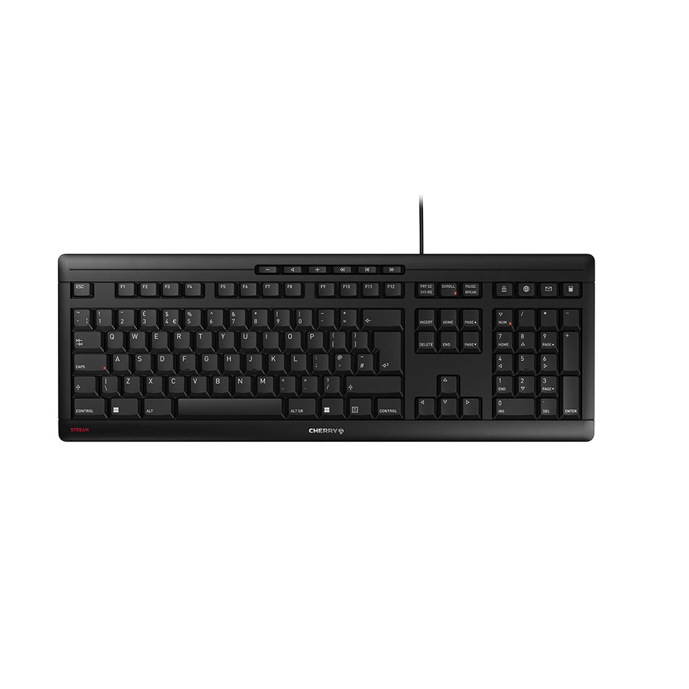 CHERRY Clavier STREAM KEYBOARD USB noir QWERTY (UK) - Déstockage - Neuf - Emballage d'origine légèrement endommagé