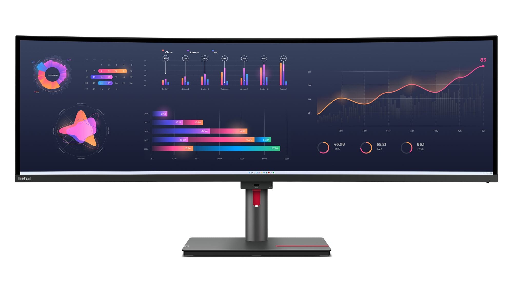 LENOVO ThinkVision P49w-30 LED Écran curved 49p 5120x1440 UltraWide Dual QHD IPS HDR TB4 USB-C Dock 100W 2xHDMI DP 4xUSB RJ45 S