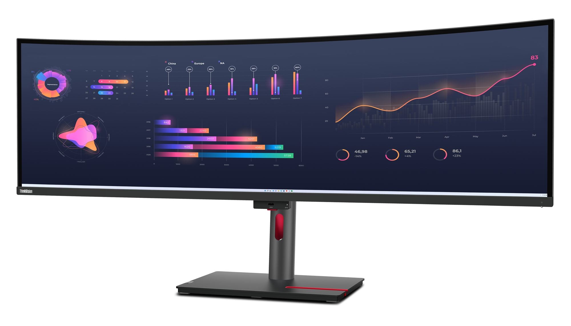 LENOVO ThinkVision P49w-30 LED Écran curved 49p 5120x1440 UltraWide Dual QHD IPS HDR TB4 USB-C Dock 100W 2xHDMI DP 4xUSB RJ45 S