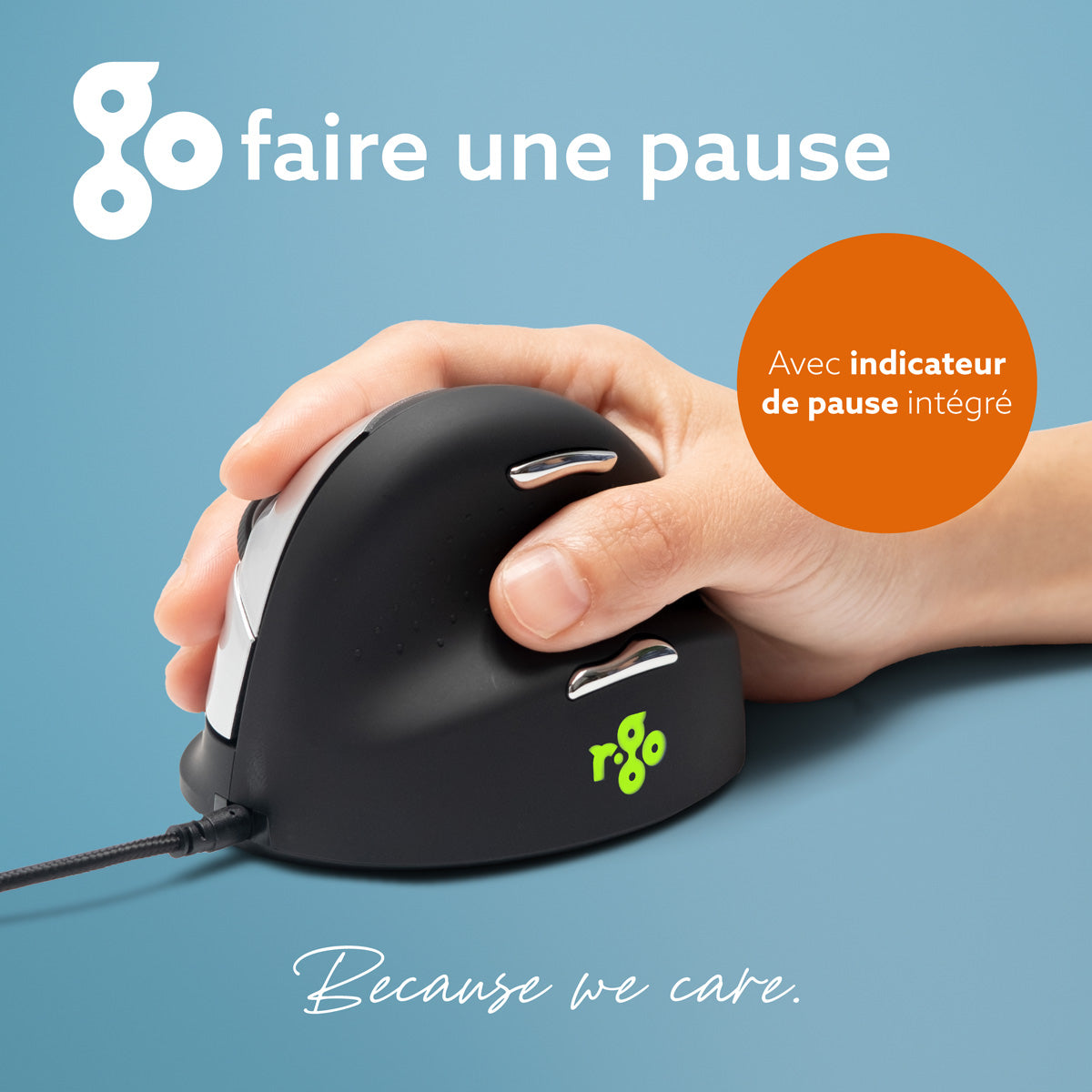 R-GO TOOL Souris ergonomique HE Break, droiter, filaire, M noire