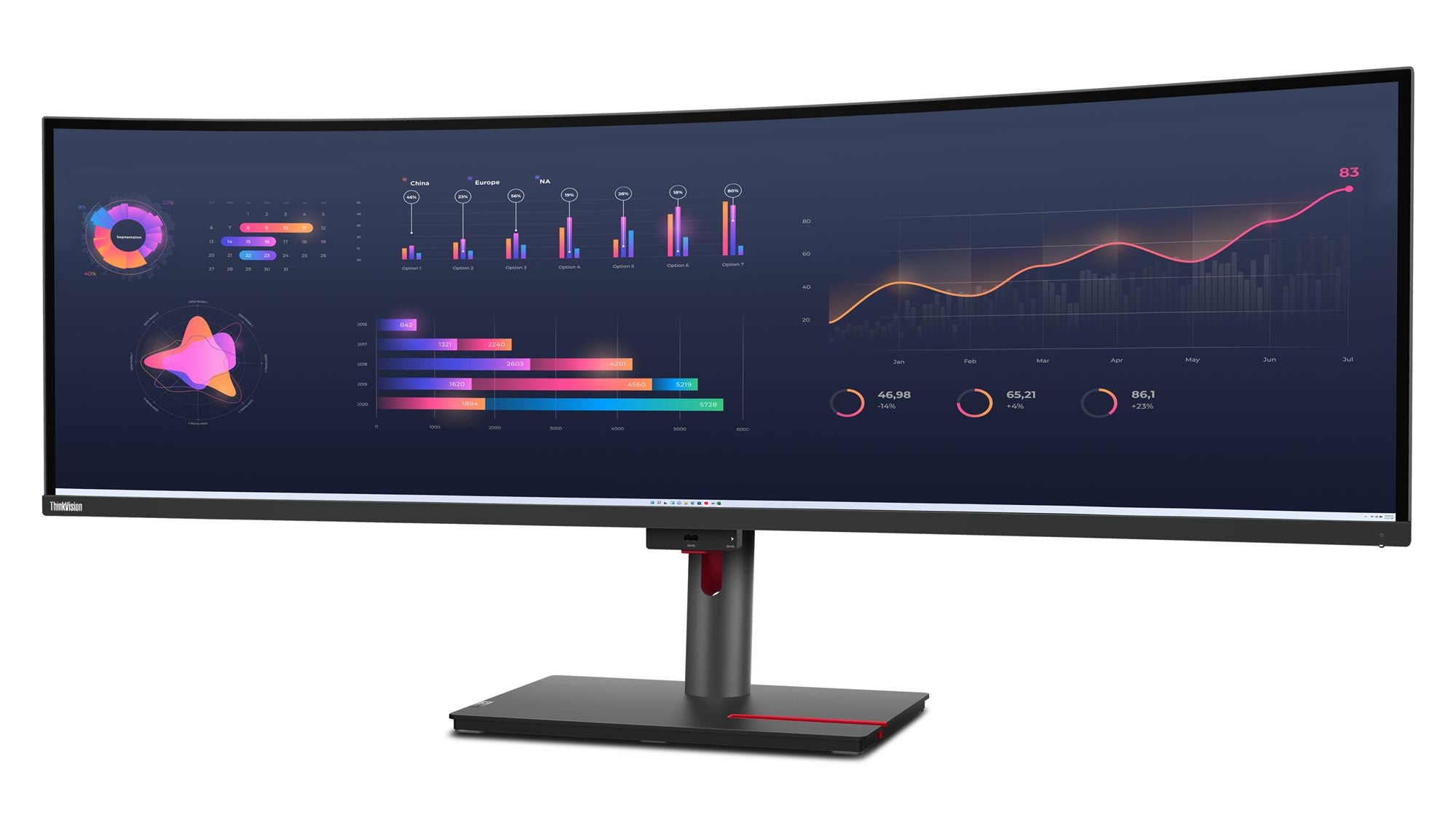 LENOVO ThinkVision P49w-30 LED Écran curved 49p 5120x1440 UltraWide Dual QHD IPS HDR TB4 USB-C Dock 100W 2xHDMI DP 4xUSB RJ45 S