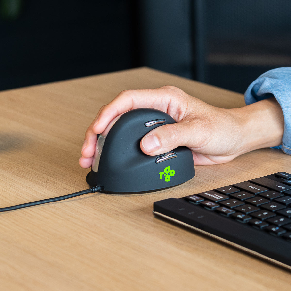 R-GO TOOL Souris ergonomique HE Break, droiter, filaire, M noire