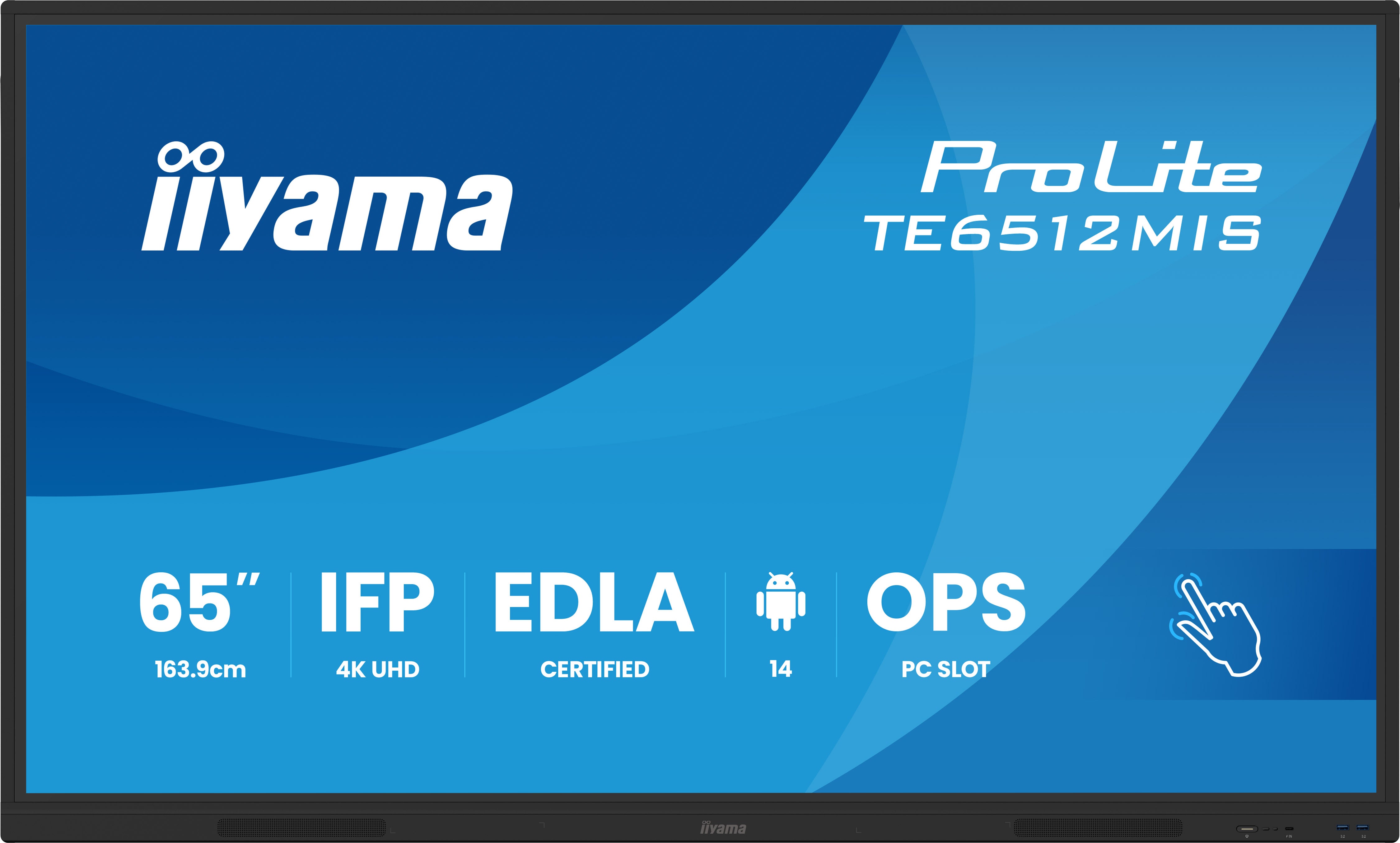 iiyama TE6512MIS-B4AG 65 pouces iiWare13E Android 14 EDLA/non-EDLA 8/128 Go 40 Points PureTouch IR avec Zero Gap