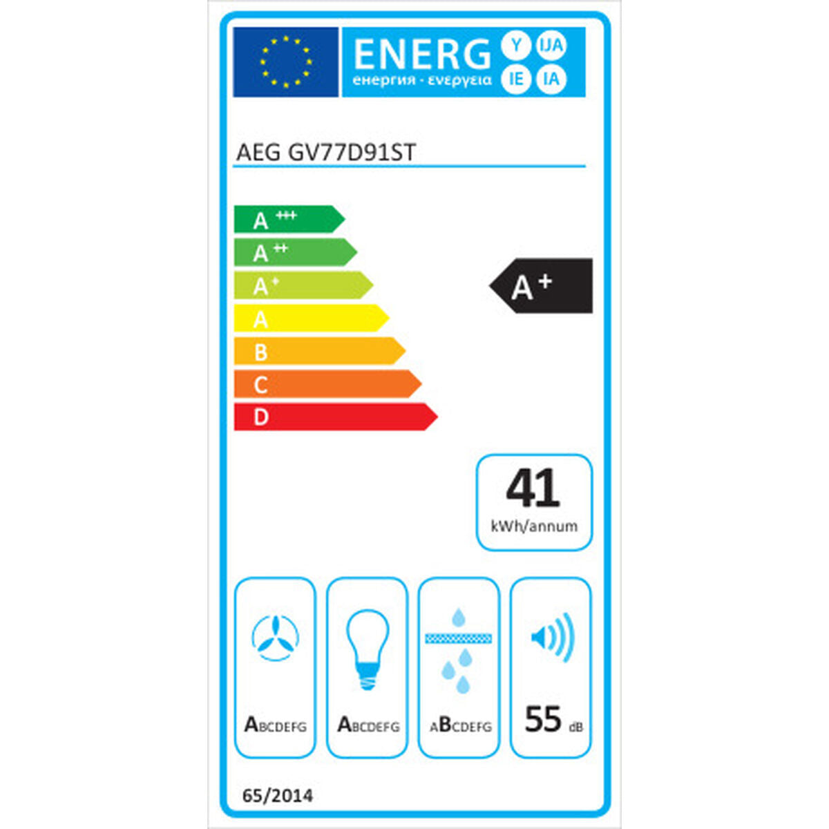 Hotte standard AEG GV77D91ST Noir