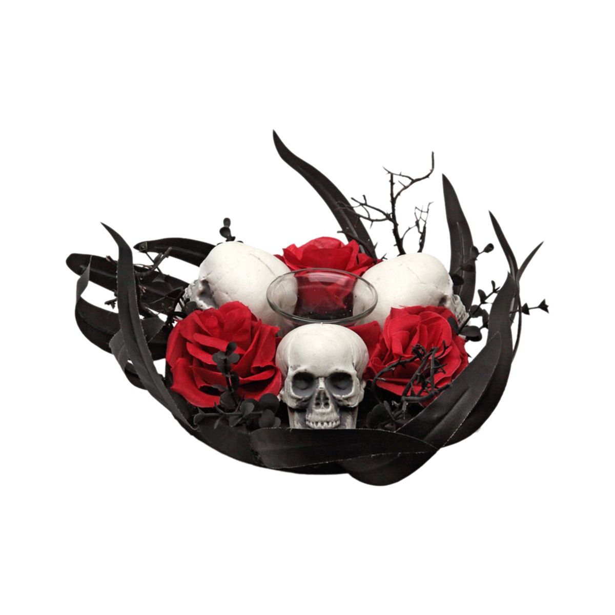 Décoration d'Halloween 30 x 30 x 10 cm Crâne Bougeoir Crânes