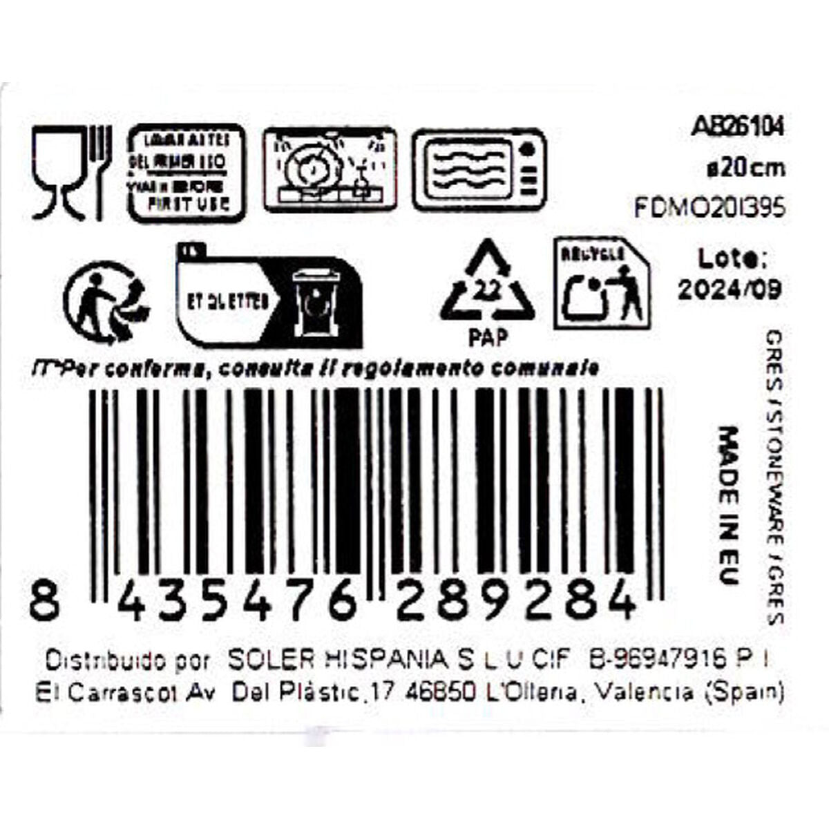 Assiette à dessert La Mediterránea Albus Ø 20 cm (12 Unités)