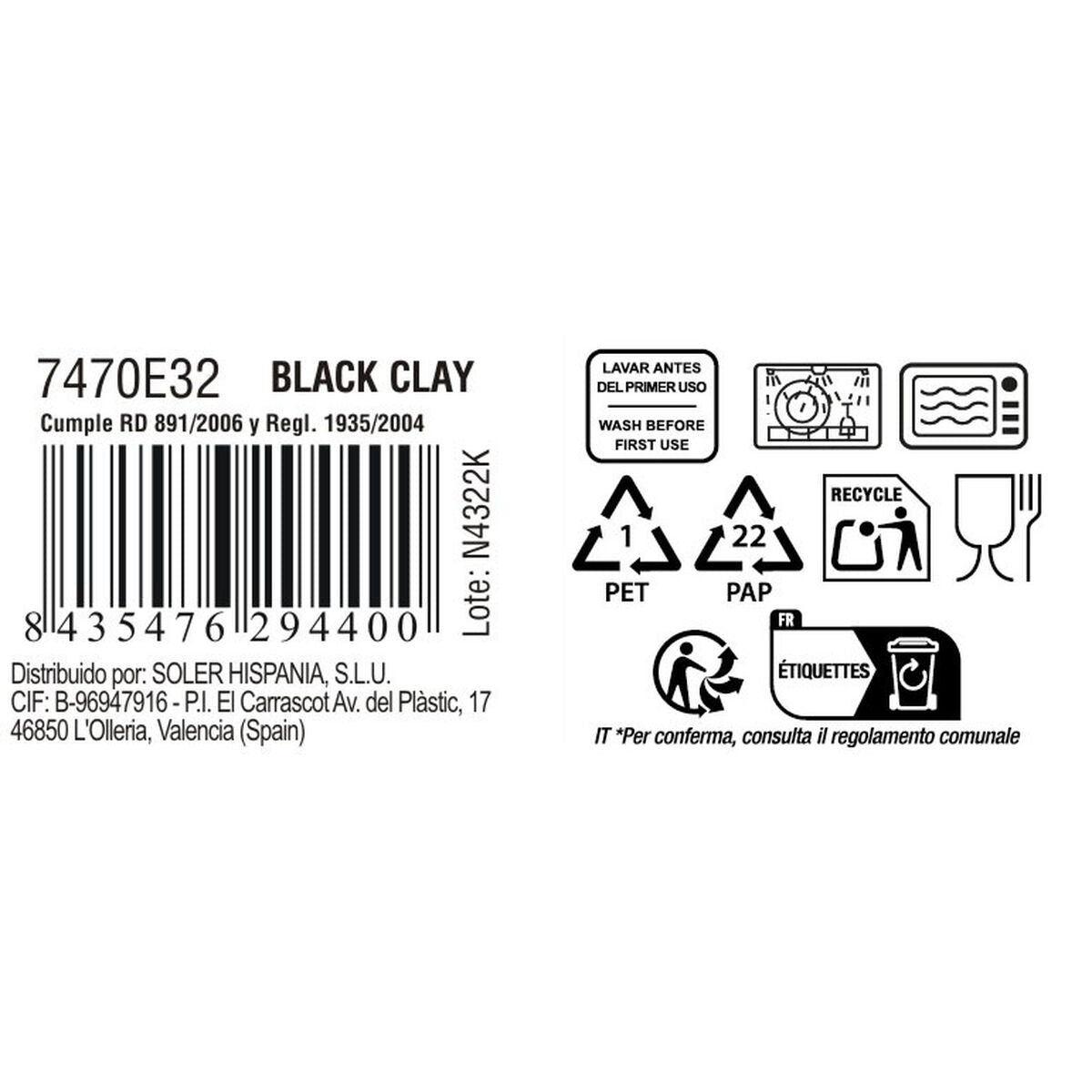 Tasse La Mediterránea Black clay (36 Unités)