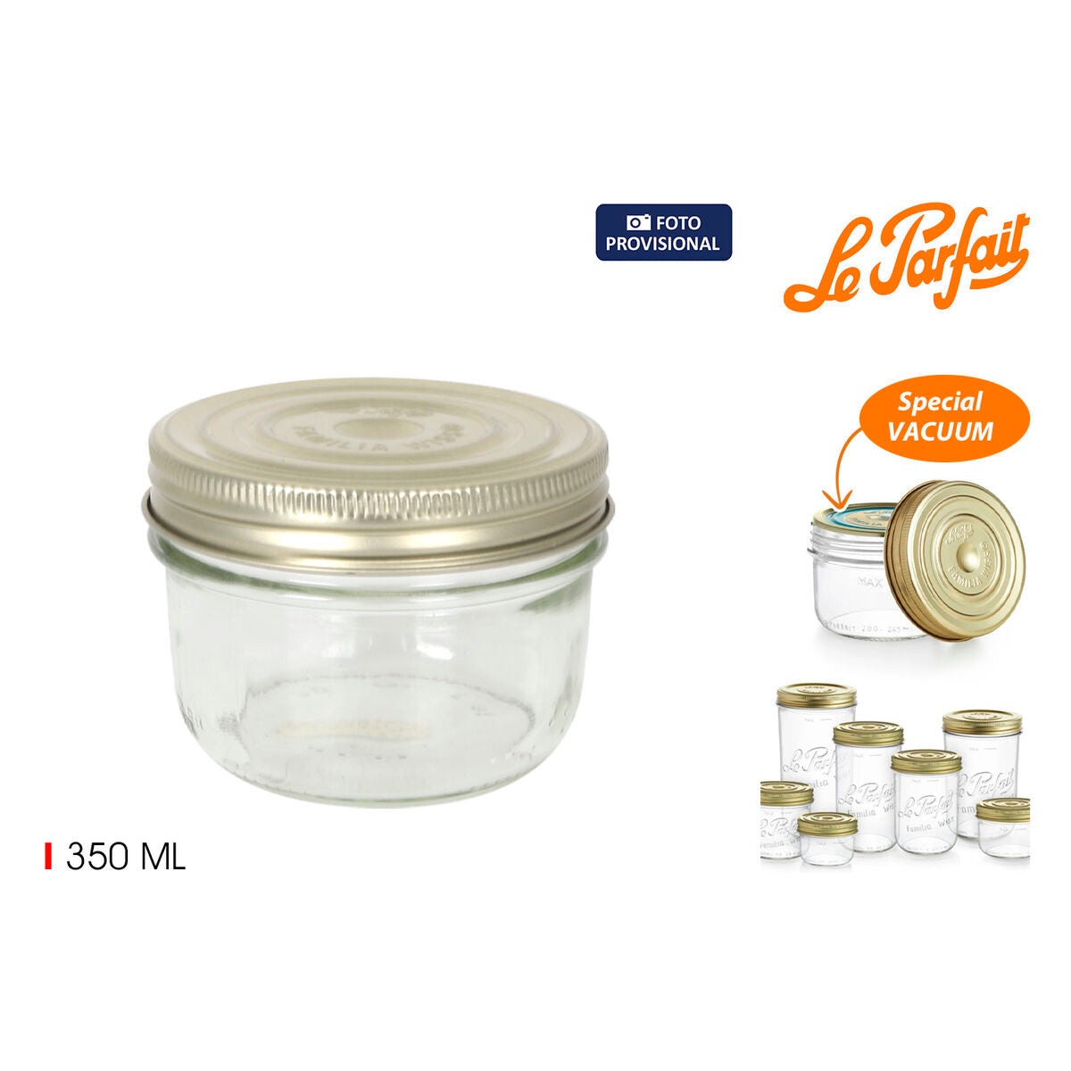 Bocal Le Parfait Wiss Transparent Doré 350 ml Hermétique (6 Unités)
