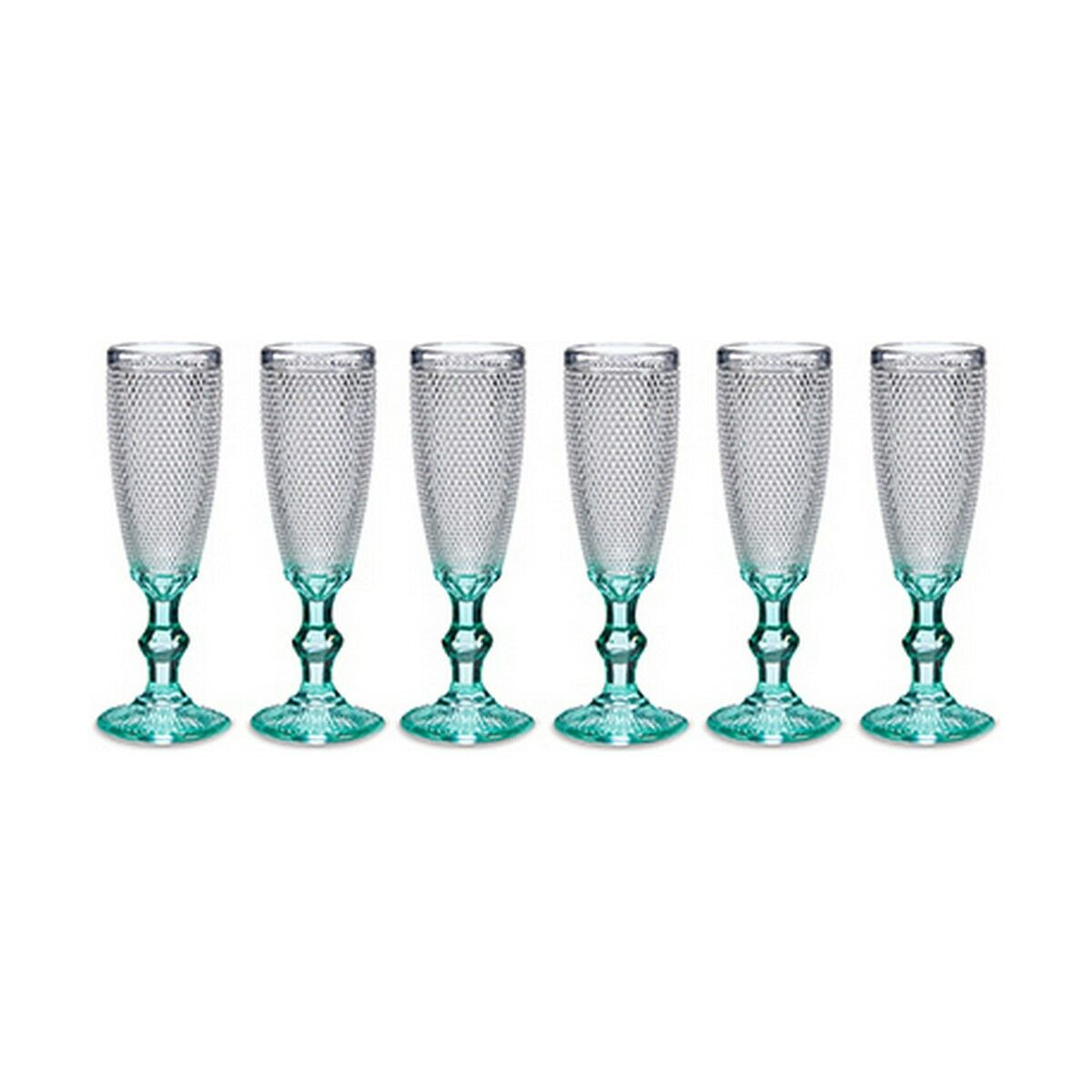 Coupe de champagne Vivalto Transparent Turquoise verre 185 ml Points (6 Unités)