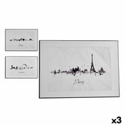 Cadre Gift Decor Blanc Noir Contre-plaqué Ville 81,5 x 3 x 121 cm (3 Unités)
