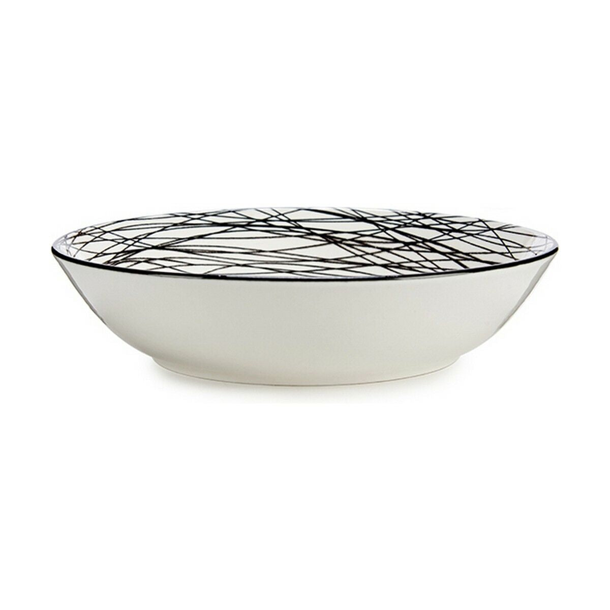 Assiette creuse Vessia Blanc Noir Porcelaine Rayures 20 x 4,7 x 20 cm (6 Unités)