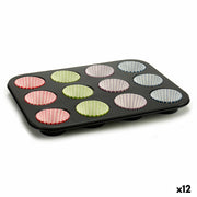 Moules à Muffins Kinvara Bleu Noir Rouge Vert Violet Multicouleur 7 x 7 x 3 cm 35 x 3 x 26,5 cm Plateau pour Four (12 Unités)