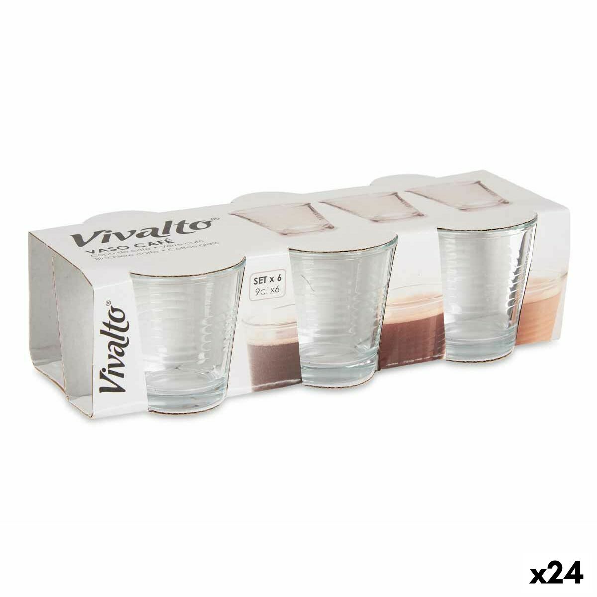 Set de Verres Vivalto Transparent verre 90 ml (24 Unités)