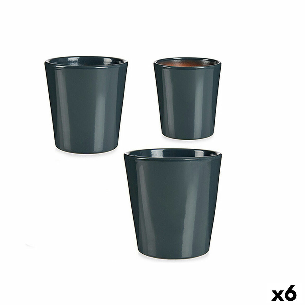 Set de pots Ibergarden Anthracite Argile 16,5 x 16 x 16,5 cm (6 Unités)