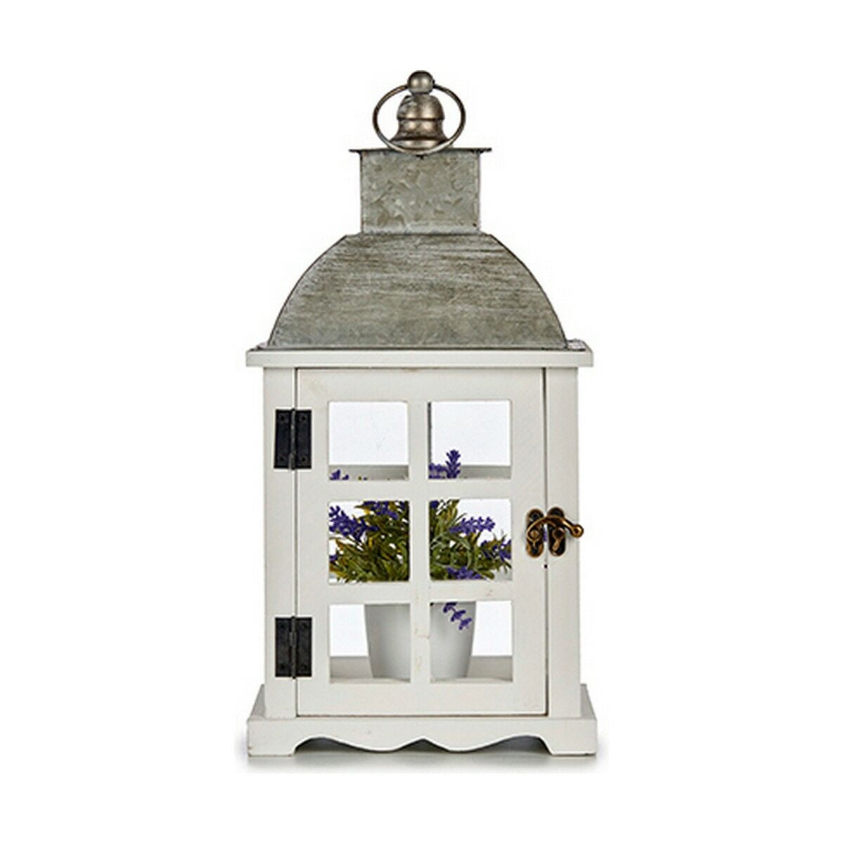 Lanterne Gift Decor Blanc Argenté Bois Métal Verre 14 x 39,3 x 20 cm 20 x 39,3 x 14 cm 20 x 40 x 14 cm (6 Unités)