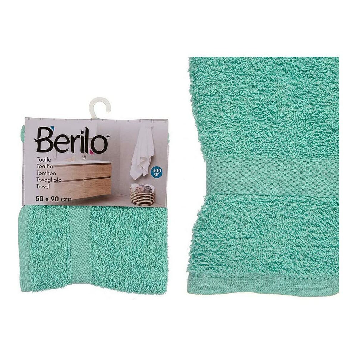 Serviette de toilette Berilo Turquoise 80 % coton 20 % Polyester 50 x 90 cm (6 Unités)
