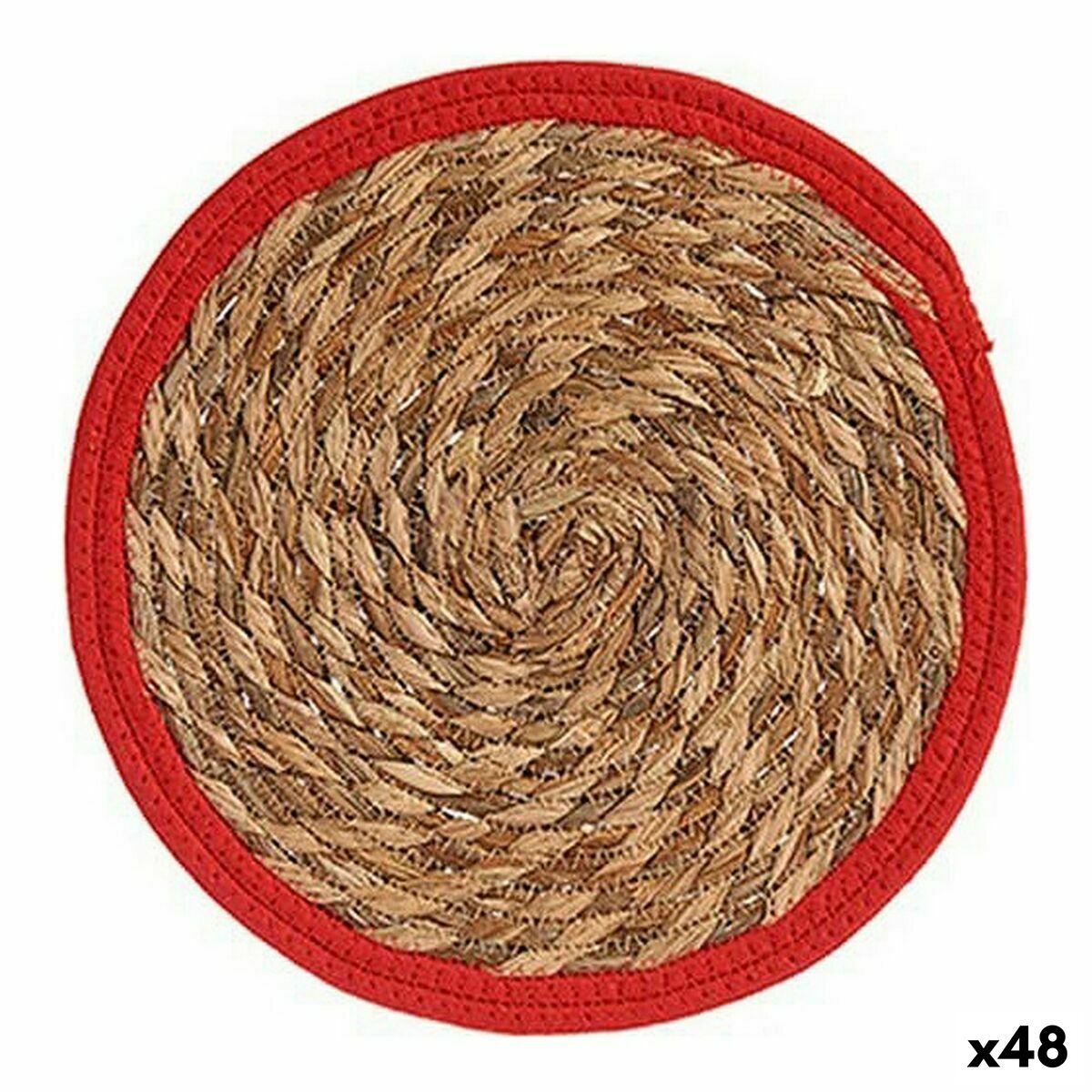 Dessous de plat Gift Decor Rouge Naturel Fibre naturelle 30 x 1 x 30 cm (48 Unités)