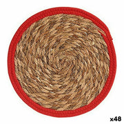 Dessous de plat Gift Decor Rouge Naturel Fibre naturelle 30 x 1 x 30 cm (48 Unités)