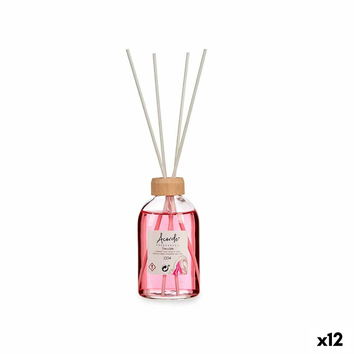 Bâtonnets Parfumés Acorde Fraise Crème 100 ml (12 Unités)