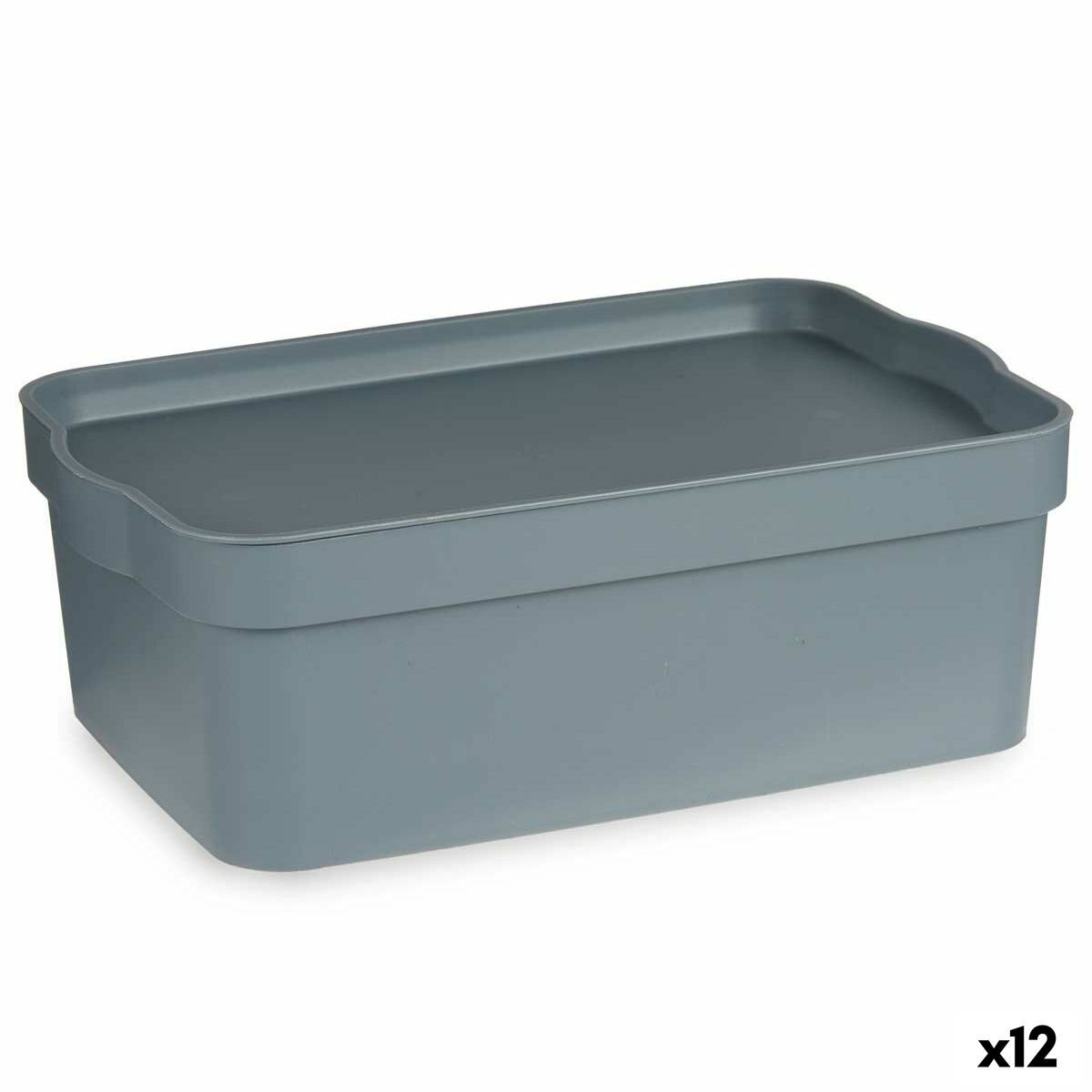 Boîte de rangement avec couvercle Kipit Gris Plastique 6 L (12 Unités)