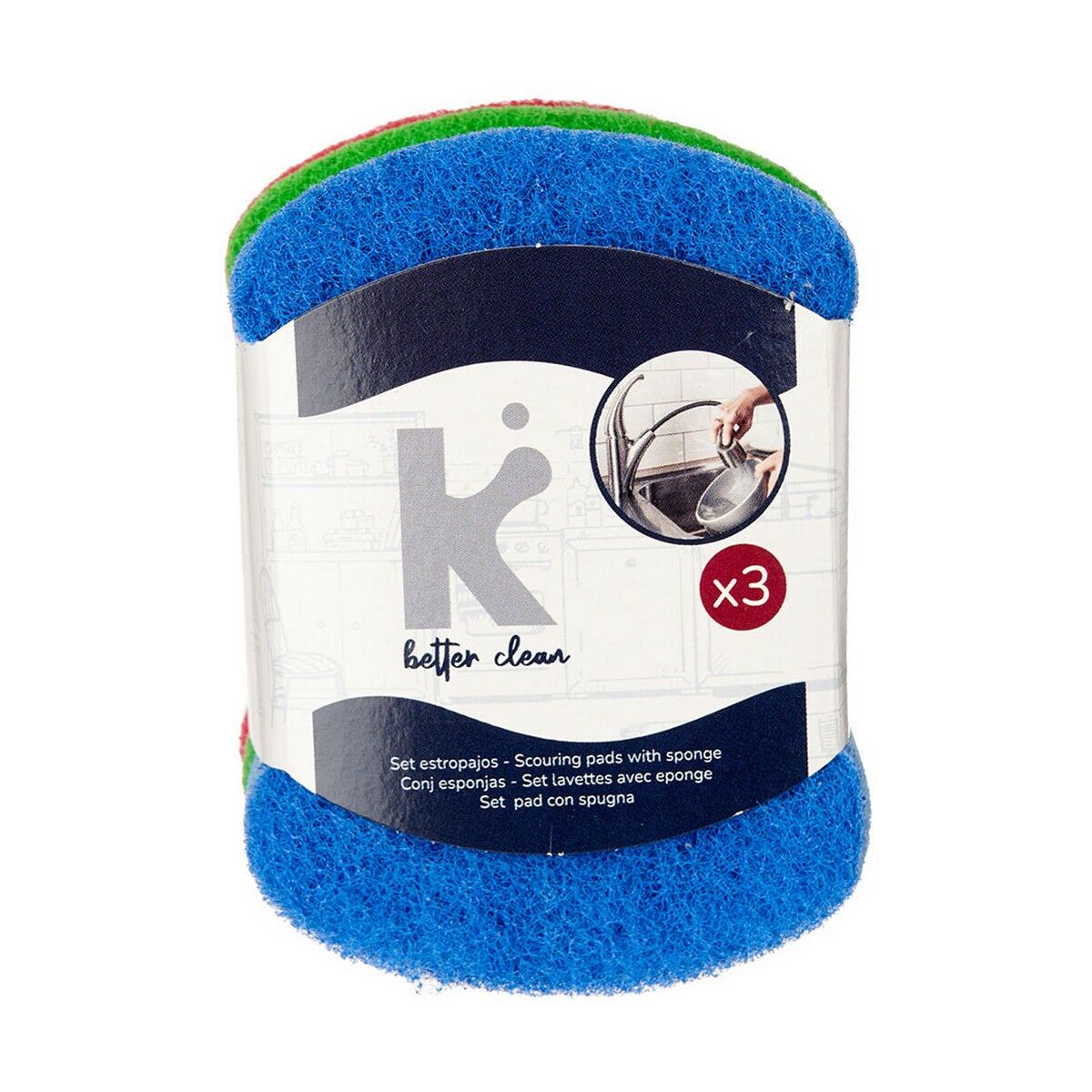 Lot de tampons à récurer Multicouleur Polyuréthane Fibre abrasive 7 X 10 X 2,5 cm (20 Unités)