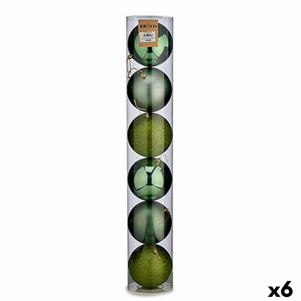 Lot de boules de Noël Krist+ Vert Plastique Ø 12 cm 6 Pièces (6 Unités)