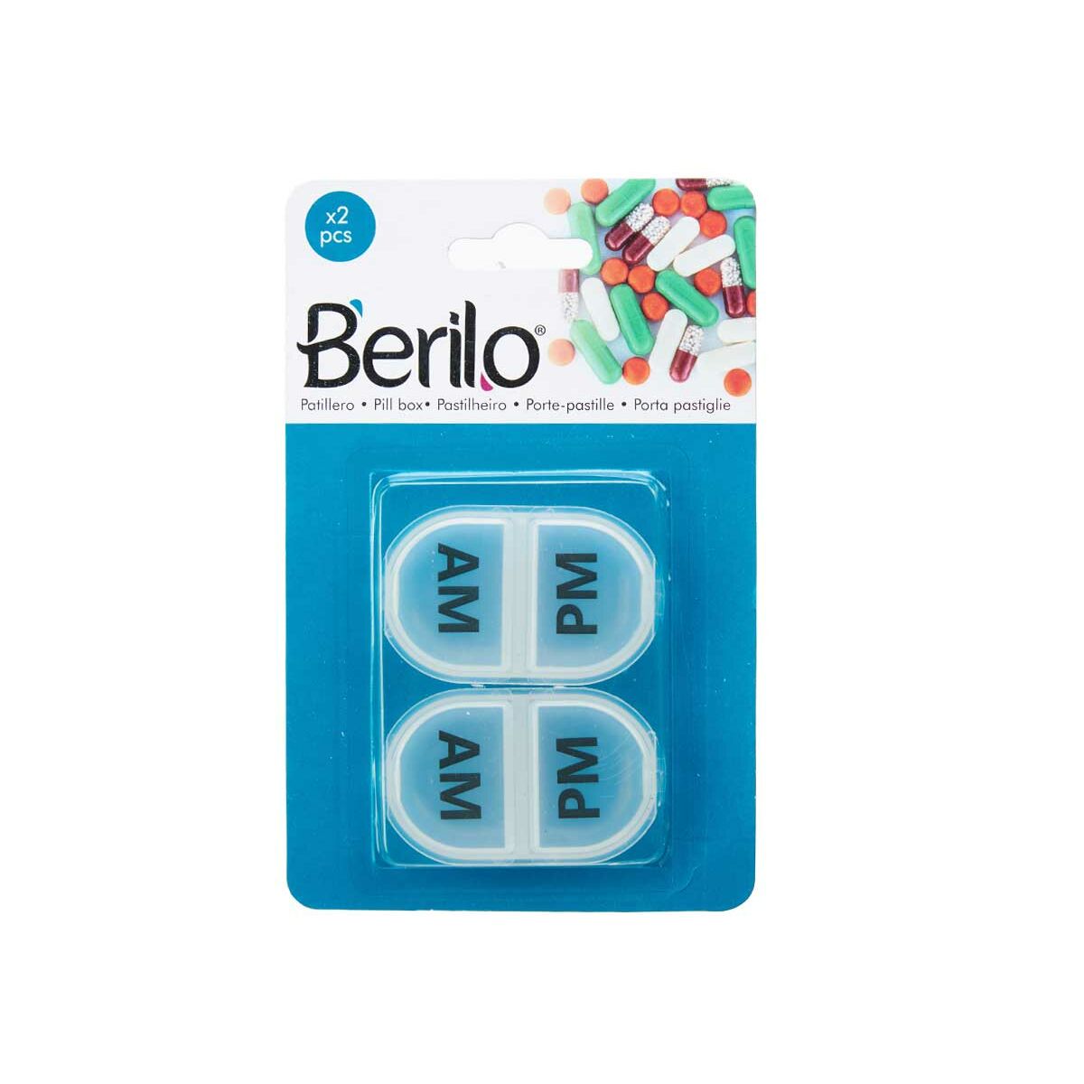 Pilulier avec Compartiments Berilo Transparent Plastique 11,5 x 18 x 2,2 cm Lot (12 Unités)
