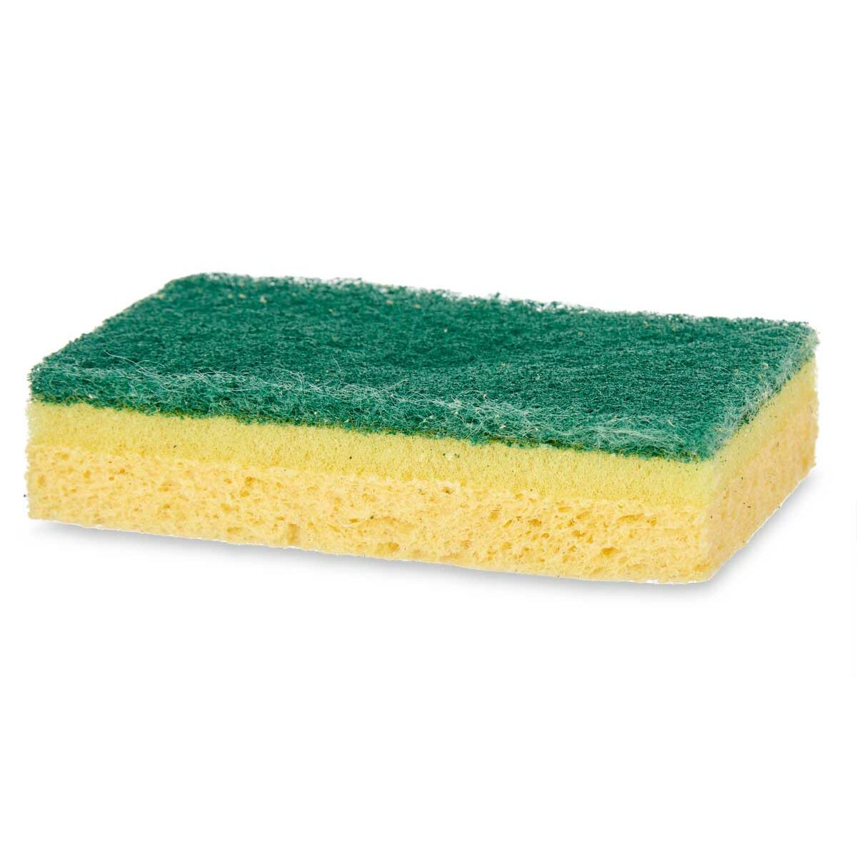 Lot de tampons à récurer Jaune Vert Cellulose Fibre abrasive 10,5 X 6,7 X 2,5 cm 10,8 x 13,3 x 2 cm (26 Unités)