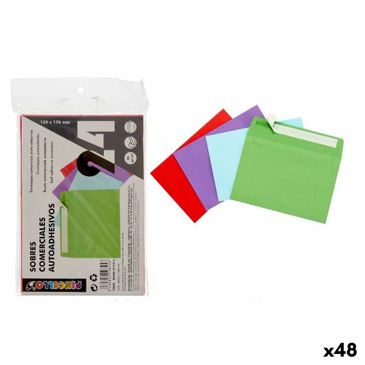 Enveloppes Pincello Multicouleur Papier 12 x 1 x 17,5 cm 120 x 176 mm (48 Unités)