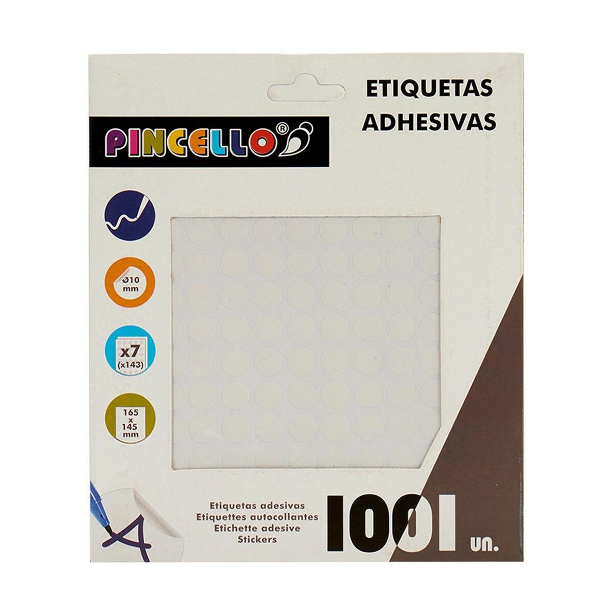 Étiquettes adhésives Pincello Blanc Ø 10 mm 17 x 4 x 19 cm (12 Unités)