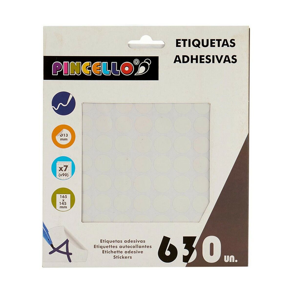 Étiquettes adhésives Pincello Blanc Ø 13 mm 17 x 4 x 19 cm (12 Unités)