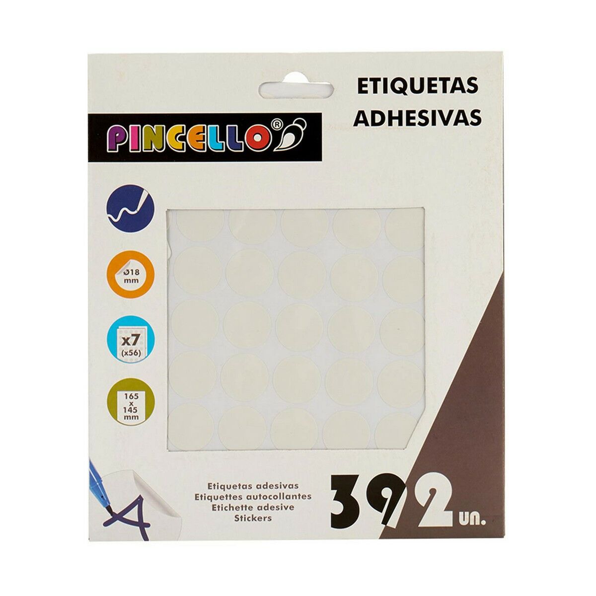 Étiquettes adhésives Pincello Blanc Ø 18 mm 17 x 4 x 19,5 cm (12 Unités)