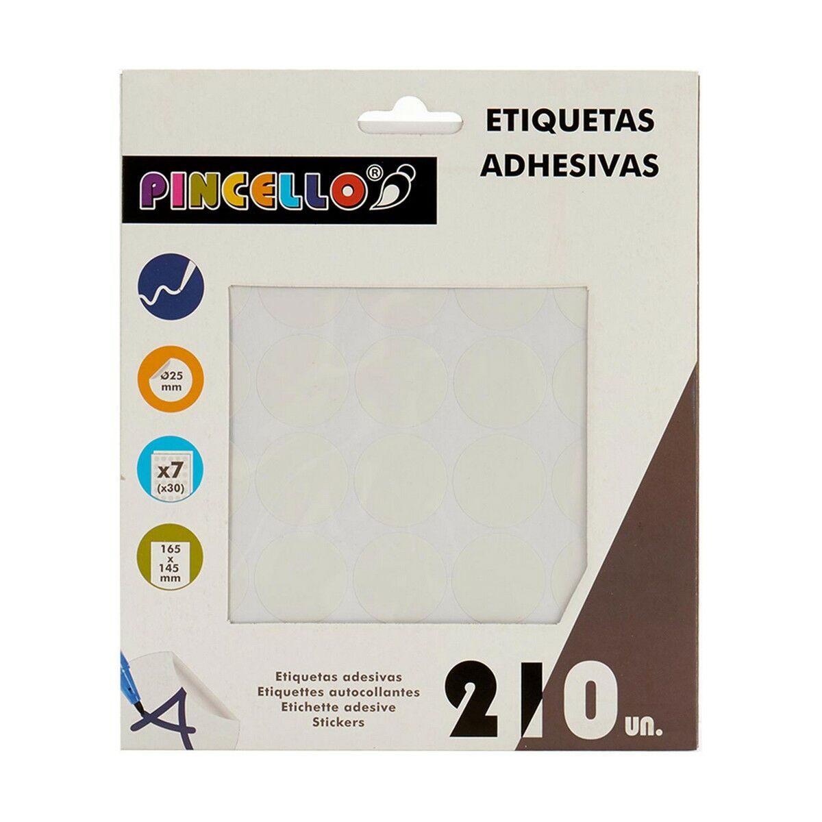Étiquettes adhésives Pincello Blanc Ø 25 mm 17 x 4 x 19 cm (12 Unités)