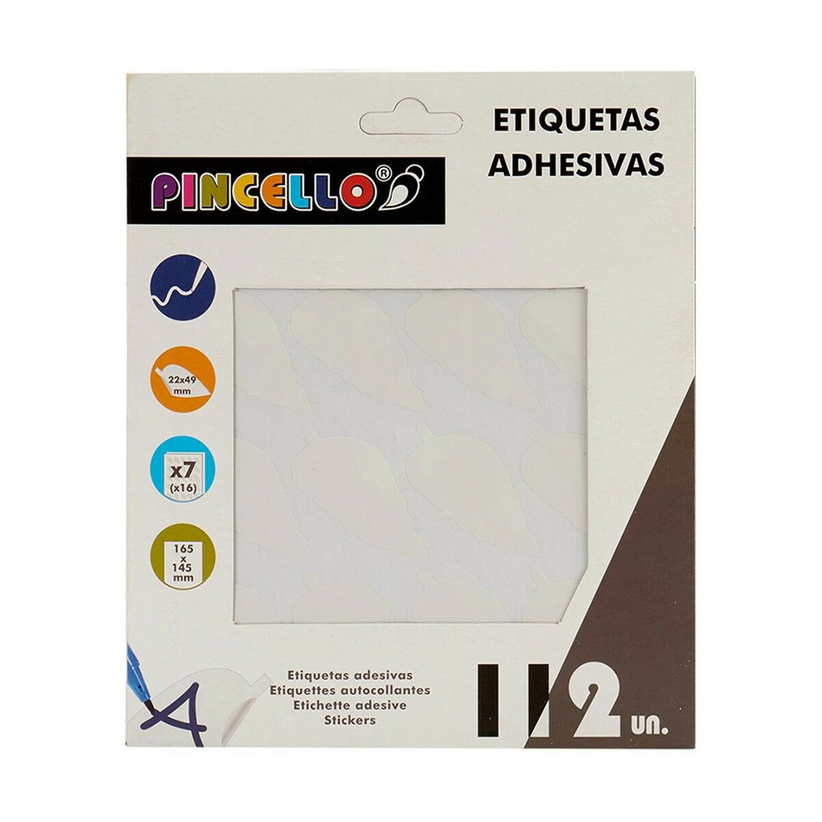 Étiquettes adhésives Pincello Blanc 17 x 4 x 19 cm 22 x 49 mm Volets (12 Unités)
