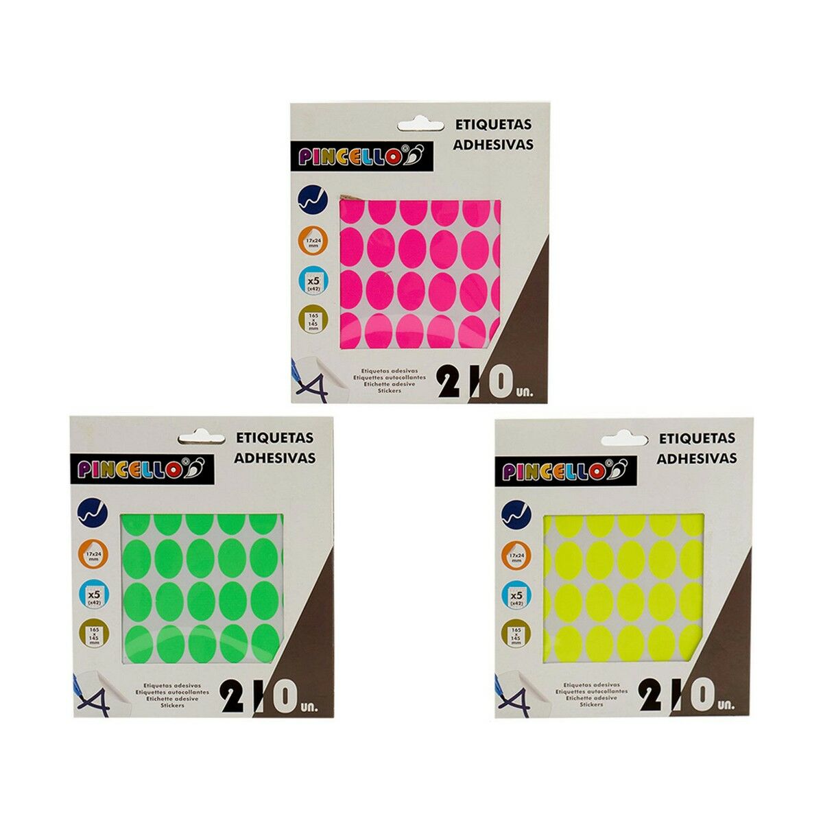 Étiquettes adhésives Pincello 17 x 4 x 19 cm 17 x 24 mm Oblongue (12 Unités)